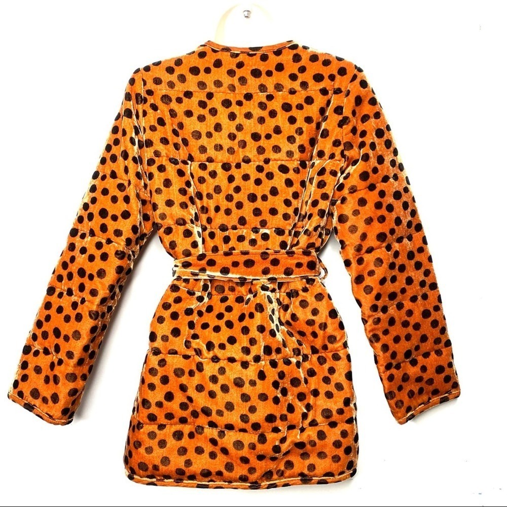 Madewell Velvet Quilted Wrap Jacket in Leopard Dot Collarless size XS - Picture 4 of 14